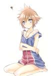  blue_eyes breasts brown_hair commentary_request genderswap genderswap_(mtf) jewelry kingdom_hearts necklace nora_(s-blossom) short_hair solo sora_(kingdom_hearts) 