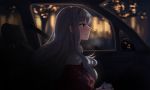 backlighting blurry can car car_interior dark depth_of_field expressionless from_side ground_vehicle hairband highres idolmaster idolmaster_(classic) lights long_hair looking_afar motor_vehicle mxwbr profile shijou_takane silver_hair sitting solo sunset 