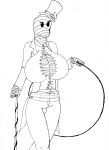  2018 big_breasts breasts cane clothed clothing eyelashes female hat huge_breasts looking_at_viewer miss_mummy_(ok_k.o.!_let&#039;s_be_heroes) monochrome mummy mythicswords navel not_furry ok_k.o.!_let&#039;s_be_heroes ribbons solo standing undead 