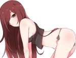  :o all_fours bare_shoulders breasts brown_eyes brown_hair enelis idolmaster idolmaster_shiny_colors kneeling long_hair looking_at_viewer midriff oosaki_amana panties side-tie_panties sideboob sleeveless solo underwear 