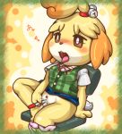  &lt;3 2015 animal_crossing blush box_xod isabelle_(animal_crossing) japanese_text nintendo open_mouth pen pussy text tongue video_games 