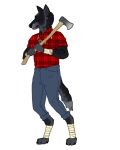 axe canine clothed clothing foot_wraps fur jewelry male mammal melee_weapon necklace solo tools weapon wolf wraps 