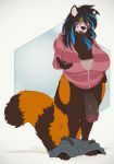  2018 anthro big_breasts big_penis breasts dickgirl eyewear flaccid glasses half_clothed intersex mammal mia_(talash) penis red_panda sukebepanda 