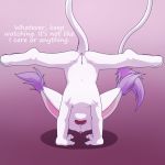  annoyed anus big_ears claws darkmirage dialogue digimon ear_tuft english_text featureless_chest feline female fur gatomon handstand long_tail mammal nude pink_nose pose pussy solo spreading stretching talking_to_viewer text tsundere tuft white_fur yoga 