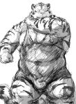  2015 barazoku bulge kemono kotobuki male monochrome muscular obese overweight portrait pose simple_background standing three-quarter_portrait white_background wrestling_singlet 
