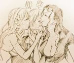  1boy 2girls cleavage kiss multiple_girls nami_(one_piece) nico_robin one_piece sanji smile 