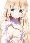  breast_hold cleavage open_shirt sweater xia_xiang_(ozicha) 