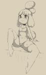  animal_crossing belly breasts canine clothing coffeechicken dog female hi_res isabelle_(animal_crossing) mammal monochrome navel nintendo shih_tzu slightly_chubby small_breasts solo swimsuit video_games 