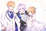  cleavage dress ekh fate/grand_order merlin_(fate/stay_night) saber saber_(fate/prototype) saber_lily wedding_dress 