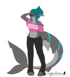  4_toes 5_fingers bra breasts claws clothed clothing cute energy_drink eyes_closed female fish front_view holding_object lynn lynnshark marine raised_arm shark sketch solo thirsty toe_claws toes underwear zingiber 