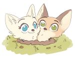  2018 anthro arctic_fox blue_eyes buried canine cheek_tuft disney duo female fox fuel_(artist) grass green_eyes looking_at_viewer male mammal nick_wilde simple_background skye_(zootopia) smile tuft white_background zootopia 