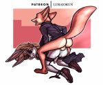  anal anal_penetration balls blonde_hair bottomless bugs_bunny butt canine clothed clothing crossdressing crossover disney footwear fox hair lagomorph looney_tunes luraiokun makeup male male/male mammal nick_wilde pants penetration penis rabbit shoes warner_brothers zootopia 