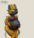  anthro belly breasts cum cum_inflation feline female inflation inverted_nipples j5furry mammal nintendo nipples pok&eacute;mon pok&eacute;mon_(species) solo video_games zeraora 