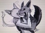  &lt;3 azaly blush canine eyes_closed food fox hug mammal marcus_mordecai pizza sergal unknown_artist 