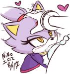  &lt;3 anthro blaze_the_cat bluebee blush cat clothing feline female fur gloves hand_on_head male male/female mammal oral oral_penetration penetration purple_fur sex sonic_(series) 