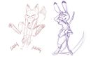  2018 anthro barefoot bulletproof_vest canine clothed clothing dipstick_ears dipstick_tail disney dual_wielding duo english_text female fox gun handgun holding_object holding_weapon ittybittykittytittys judy_hopps lagomorph leaning male mammal melee_weapon midair multicolored_tail multiple_images nick_wilde pawpads pistol polearm police_uniform rabbit ranged_weapon scythe shooting simple_background sound_effects sweat sweatdrop text uniform weapon white_background zootopia 