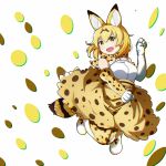  :d animal_ears belt blonde_hair bow bowtie elbow_gloves extra_ears full_body gloves hair_between_eyes high-waist_skirt highres kemono_friends looking_at_viewer multicolored multicolored_clothes multicolored_gloves multicolored_legwear multicolored_neckwear open_mouth paw_pose print_gloves print_neckwear print_skirt serval_(kemono_friends) serval_ears serval_tail shirt skirt sleeveless sleeveless_shirt smile solo tail tamiku_(shisyamo609) white_background white_gloves white_legwear white_neckwear yellow_eyes yellow_gloves yellow_legwear yellow_neckwear yellow_skirt 