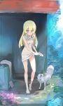  alolan_form alolan_vulpix bare_shoulders barefoot blonde_hair blush bow bow_panties braid breasts bush commentary covered_nipples dress embarrassed feet full_body green_eyes highres holding jpeg_artifacts lillie_(pokemon) long_hair nipples no_bra ontaros outdoors panties pokemon pokemon_(game) pokemon_sm see-through shiny shiny_hair shiny_skin shoes shoes_removed sleeveless sleeveless_dress small_breasts smile solo_focus standing thighhighs thighhighs_removed tied_hair twin_braids underwear wet wet_clothes white_dress white_footwear white_legwear white_panties wringing_clothes 