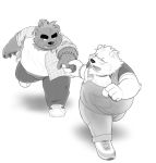  2018 anthro bear blush clothed clothing duo eyewear glasses hand_holding male mammal one_eye_closed overalls overweight overweight_male pants polar_bear shirt wink 