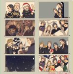  camelia_claustra chocobo christmas christmas_present cid_sophiar clarus_amicitia cor_leonis cup drinking_glass dual_persona final_fantasy final_fantasy_xv gift gladiolus_amicitia hat ignis_scientia mad369 noctis_lucis_caelum older prompto_argentum regis_lucis_caelum santa_hat sleeping snowing weskham_armaugh wine_glass 