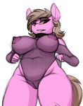  2018 amber_eyes anthro areola clothing collar equine fan_character female horse mammal my_little_pony nipples pony pose replica_(artist) reppy solo standing translucent transparent_clothing 