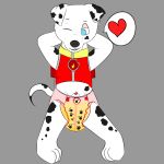  canine clothing dalmatian diaper dog male mammal marshall paw_patrol pawprint penis uniform urine wet_diaper 