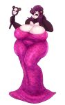  anthro bear big_breasts breasts clothing dress female hair huge_breasts mammal matospectoru mirror one_eye_closed overweight overweight_female panda purple_hair simple_background slightly_chubby smile solo thick_thighs wide_hips wink yellow_eyes 