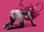  all_fours amaha_masane antenna_hair armor ass bikini_armor black_sclera blade breasts claws curvy from_behind hanging_breasts large_breasts long_hair looking_at_viewer looking_back mature open_mouth red_hair shadowforeva thick_thighs thighs wide_hips witchblade yellow_eyes 