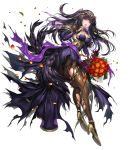  ass bangs black_dress black_hair bouquet breasts bridal_gauntlets bridal_veil cleavage dress feather_trim fingernails fire_emblem fire_emblem:_kakusei fire_emblem_heroes flower full_body grey_eyes hair_ornament hand_up high_heels highres holding jewelry large_breasts leaf lips long_hair looking_away non-web_source open_mouth petals see-through senchat shiny shiny_clothes skin_tight skindentation solo tharja tiara torn_clothes transparent_background veil 
