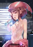  animal_ears bare_shoulders belt blush bottle breasts brown_hair bunny_ears cabbie_hat covered_navel covered_nipples drinking half-closed_eyes hat indoors llenn_(sao) looking_at_viewer military military_uniform open_mouth saliva saliva_trail see-through shirt short_hair small_breasts solo sweat sword_art_online sword_art_online_alternative:_gun_gale_online tank_top undressing uniform water_bottle watermark wet wet_clothes wet_shirt white_shirt xephonia 