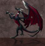  2014 cynder digital_media_(artwork) dragon female feral horn jewel-thief membranous_wings scalie simple_background solo spyro_the_dragon video_games western_dragon wings yellow_eyes 