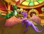  2015 brown_eyes claws detailed_background digital_media_(artwork) dragon duo feral jewel-thief membranous_wings purple_eyes scalie smile spyro spyro_the_dragon the_legend_of_spyro video_games western_dragon wings 