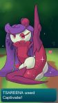  english_text female flora_fauna hair humanoid long_hair looking_at_viewer nintendo not_furry plant pok&eacute;mon pok&eacute;mon_(species) presenting presenting_pussy pussy simple_background solo spread_legs spreading text threeworlds tsareena video_games 