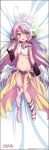  angel_wings bed_sheet blush copyright_name crop_top cross dakimakura embarrassed feathered_wings full_body gloves halo highres jibril_(no_game_no_life) long_hair low_wings lying magic_circle midriff mismatched_legwear multicolored multicolored_eyes multicolored_hair navel no_game_no_life official_art on_back open_mouth pink_hair purple_eyes solo symbol-shaped_pupils tattoo torn_clothes very_long_hair white_wings wing_ears wings yellow_eyes younger 