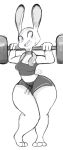  anthro barbell big_breasts breasts buckteeth disney exercise female imago_ic judy_hopps lagomorph long_ears mammal purple_eyes rabbit simple_background solo standing sweat teeth thick_thighs weightlifting weights white_background wide_hips workout zootopia 