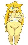  anthro autumn_wheat bedroom_eyes blonde_hair blue_eyes breasts clothed clothing crop_top female fur hair half-closed_eyes lemming mammal minus8 navel nipples open_mouth rodent seductive shirt simple_background slightly_chubby solo translucent transparent_clothing yellow_fur 