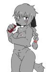  1girl borrowed_character breasts dog furry grey_hair konopizaga!! long_hair nippels nude purple_eyes small_breasts solo twintails 