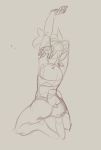  anthro butt clothed clothing featureless_feet female full-length_portrait hair hand_behind_head kae_esrial kneeling line_art mammal panties partially_clothed portrait pose qualzar rear_view short_hair sketch solo tarunah tube_top underwear 