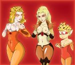  breasts cheetah cheetara comparing comparing_breasts feline female mammal nipples red_background simple_background small_breasts thundercats thundercats_2011 thundercats_roar unknown_artist 
