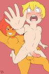  adventure_time anal anal_penetration areola balls balls_touching blush breasts cartoon_network dezz dickgirl elemental erection finn_the_human fire_elemental flame_princess human intersex intersex/male looking_at_viewer male mammal nipples not_furry penetration penis sweat 