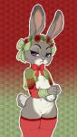  &lt;3 2018 4_fingers anthro bow_ribbon breasts chest_tuft choker clothing crookedtrees disney featureless_crotch female flat_chested flower_crown half-closed_eyes judy_hopps lagomorph legwear looking_at_viewer mammal multi_nipple neck_ribbon nipples pawtsun rabbit ribbons shackles simple_background solo stockings thigh_highs tuft twinkle white_background wide_hips zootopia 