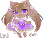  1girl artist_request brown_hair cat cat_busters furry open_mouth purple_eyes solo 