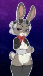  &lt;3 2018 4_fingers anthro bow_ribbon breasts chest_tuft choker clothing crookedtrees disney featureless_crotch female flat_chested flower_crown half-closed_eyes judy_hopps lagomorph legwear looking_at_viewer mammal multi_nipple neck_ribbon nipples pawtsun rabbit ribbons simple_background solo stockings thigh_highs tuft twinkle white_background wide_hips zootopia 