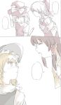  :d :o ^_^ ^o^ adjusting_clothes adjusting_hat annoyed ascot blank_speech_bubble blonde_hair blush bow broom brown_hair closed_eyes detached_sleeves gloves hair_bow hair_tubes hakurei_reimu hat height_difference kirisame_marisa large_bow medium_hair multiple_girls nose_blush open_mouth ovo smile speech_bubble touhou v-shaped_eyebrows witch_hat yellow_eyes 