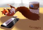  2018 absurd_res hi_res lying male mammal nude on_back phone red_squirrel rodent scuzzyfox solo spreading squirrel 