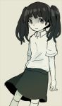  bangs blunt_bangs collared_shirt commentary_request greyscale monochrome monoko niigo shirt solo twintails wing_collar yume_nikki 