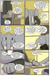  2018 anthro clothed clothing comic dialogue elephant english_text eyes_closed father male mammal mature_male parent ragdoll_(study_partners) son speech_bubble study_partners text thunderouserections trunk tusks young 