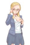  baker_(gundam_bf) blonde_hair blush breasts glasses gundam nipples 