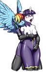  2014 anthro anthrofied blue_feathers blue_fur blush breasts camel_toe clothed clothing duo ear_piercing equine fan_character feathered_wings feathers female female/female friendship_is_magic fur hair hi_res horn krd mammal multicolored_hair my_little_pony nipples open_mouth pegasus piercing purple_hair rainbow_dash_(mlp) rainbow_hair shadowbolts_(mlp) simple_background skimpy skinsuit tight_clothing tongue undressing unicorn white_background white_fur wings 