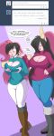  anthro ask_blog bangs big_breasts big_ears black_hair black_nose breasts cleavage clothed clothing dialogue duo english_text female floppy_ears fur green_eyes hair hi_res huge_breasts keyhole_turtleneck kyoko_usagi lagomorph long_ears long_hair mammal mastergodai mature_female mother multicolored_fur multicolored_hair open_mouth pants parent pink_fur pink_hair ponytail rabbit rascals reiko_usagi shirt smile standing sweater text thick_thighs tight_clothing two_tone_fur two_tone_hair voluptuous webcomic white_fur wide_hips 